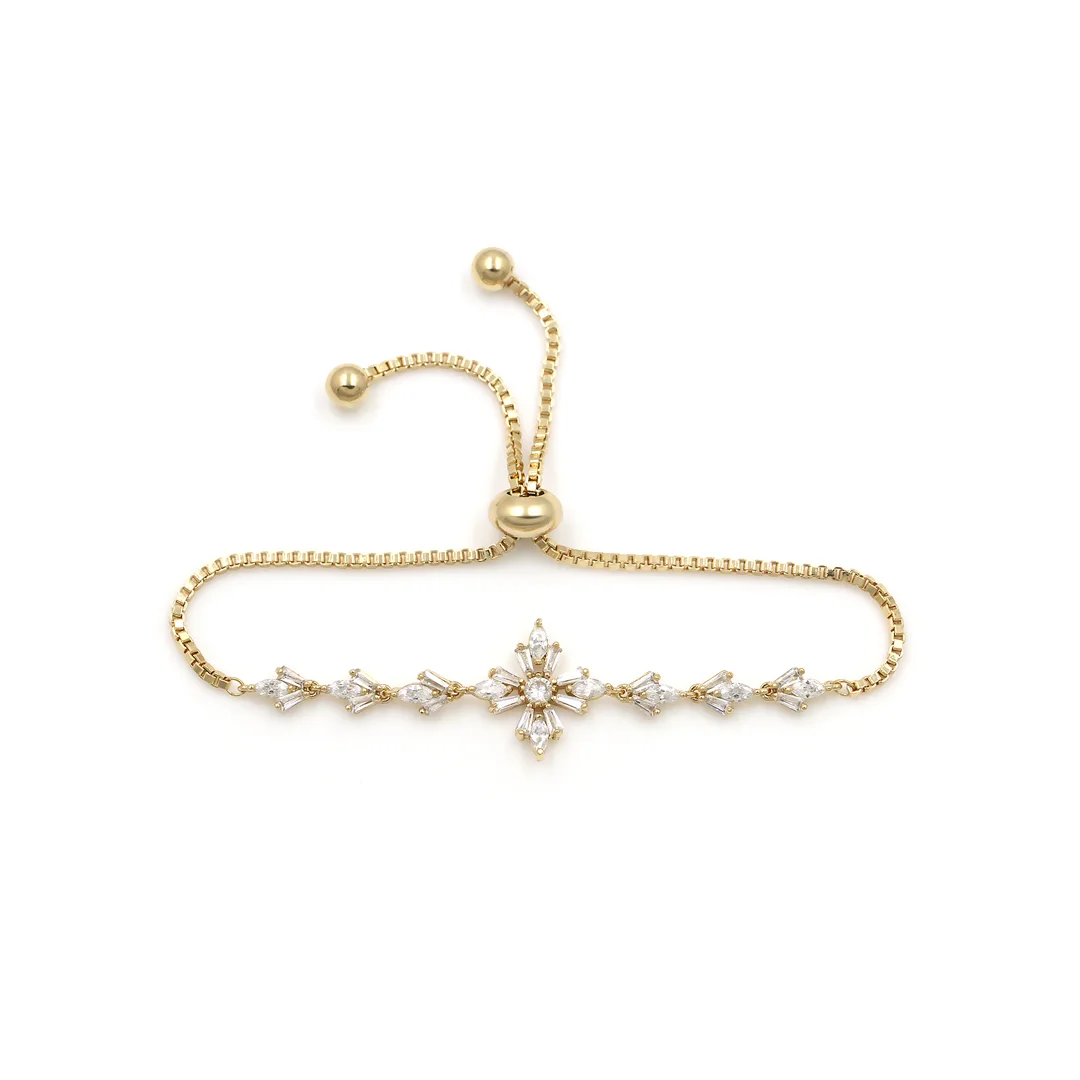 Gold Crystal Leaf Adjustable Bracelet