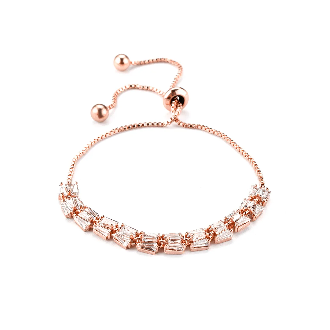 Rose Gold Baguette Crystal Bracelet