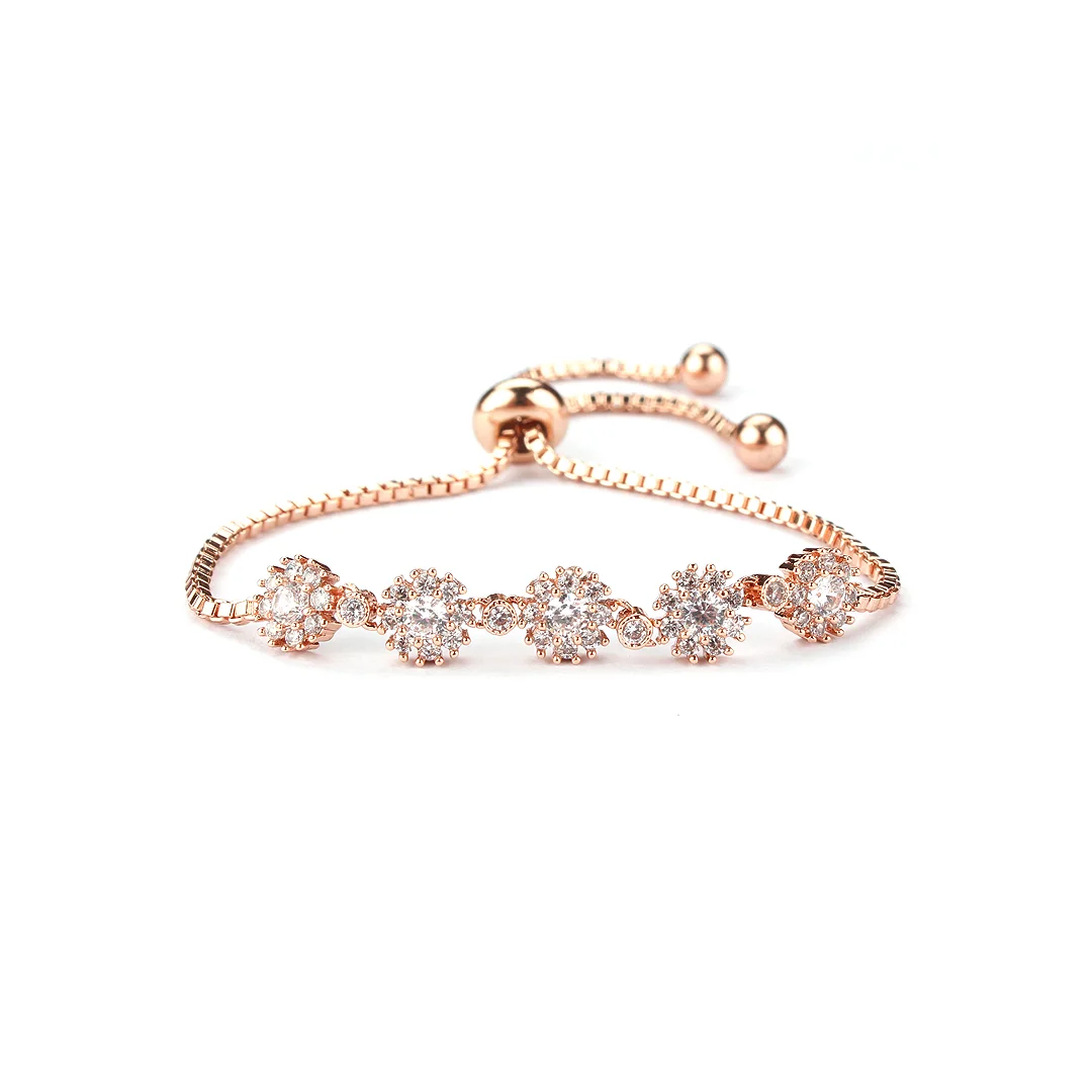 Rose Gold Floral Crystal Bracelet