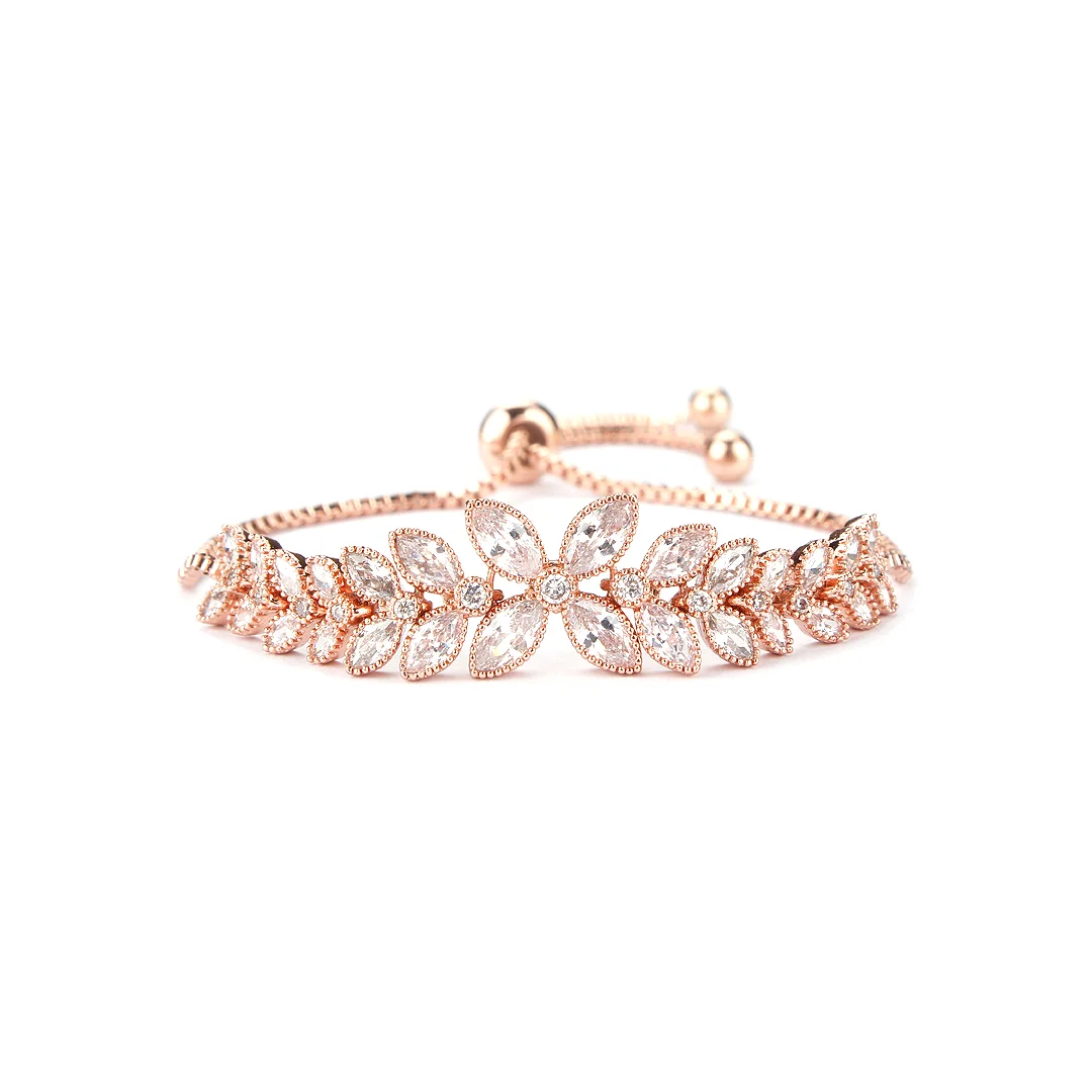 Rose Gold Floral Leaf Bracelet