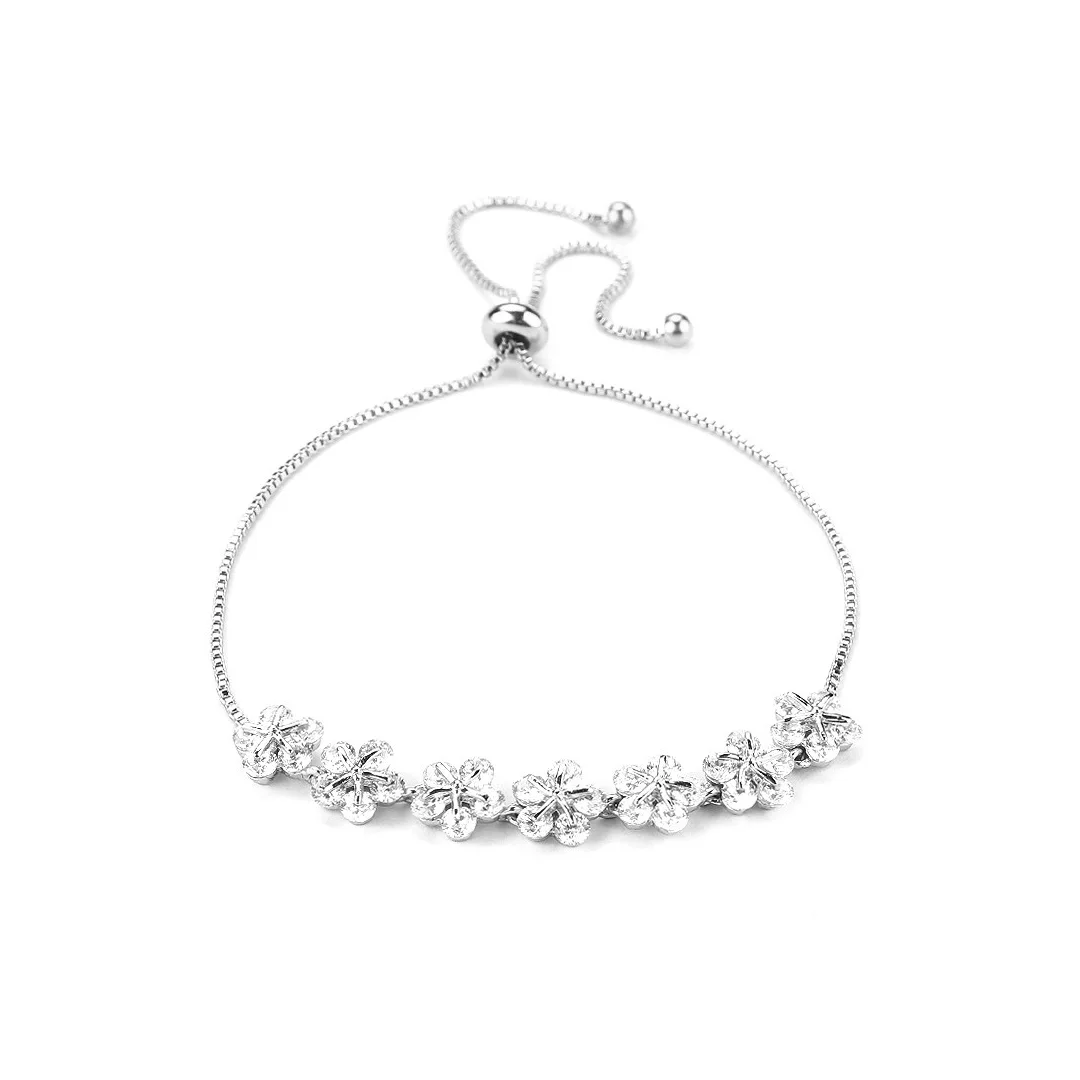 Pulsera de grupos florales en tono plateado