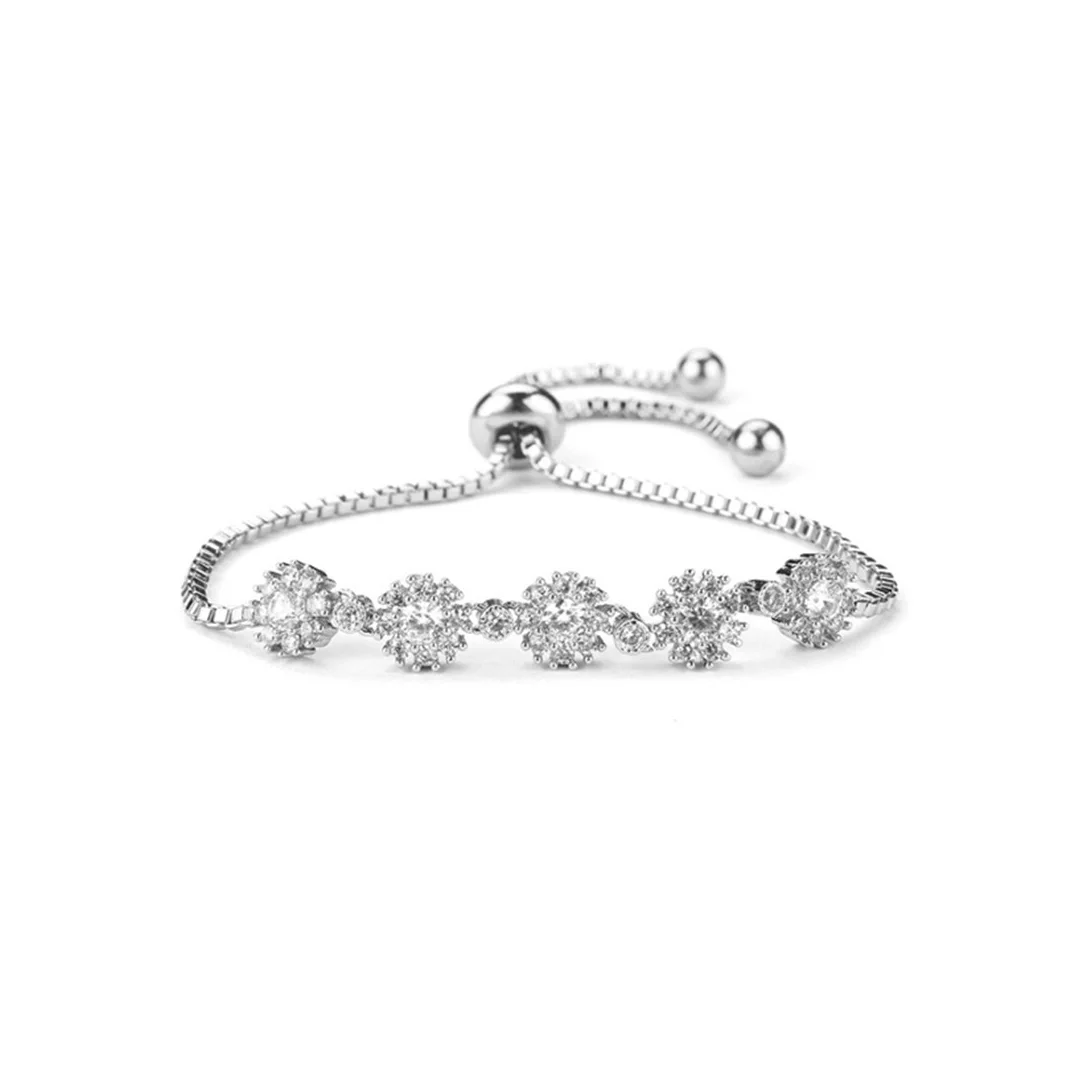 Silver Floral Crystal Bracelet