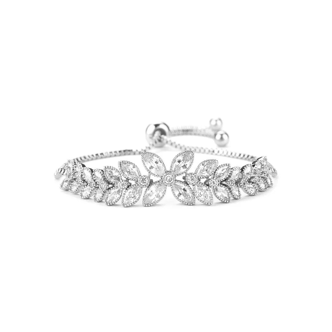 Silver Floral Leaf Bracelet