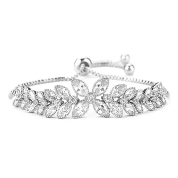 Silver Floral Leaf Bracelet