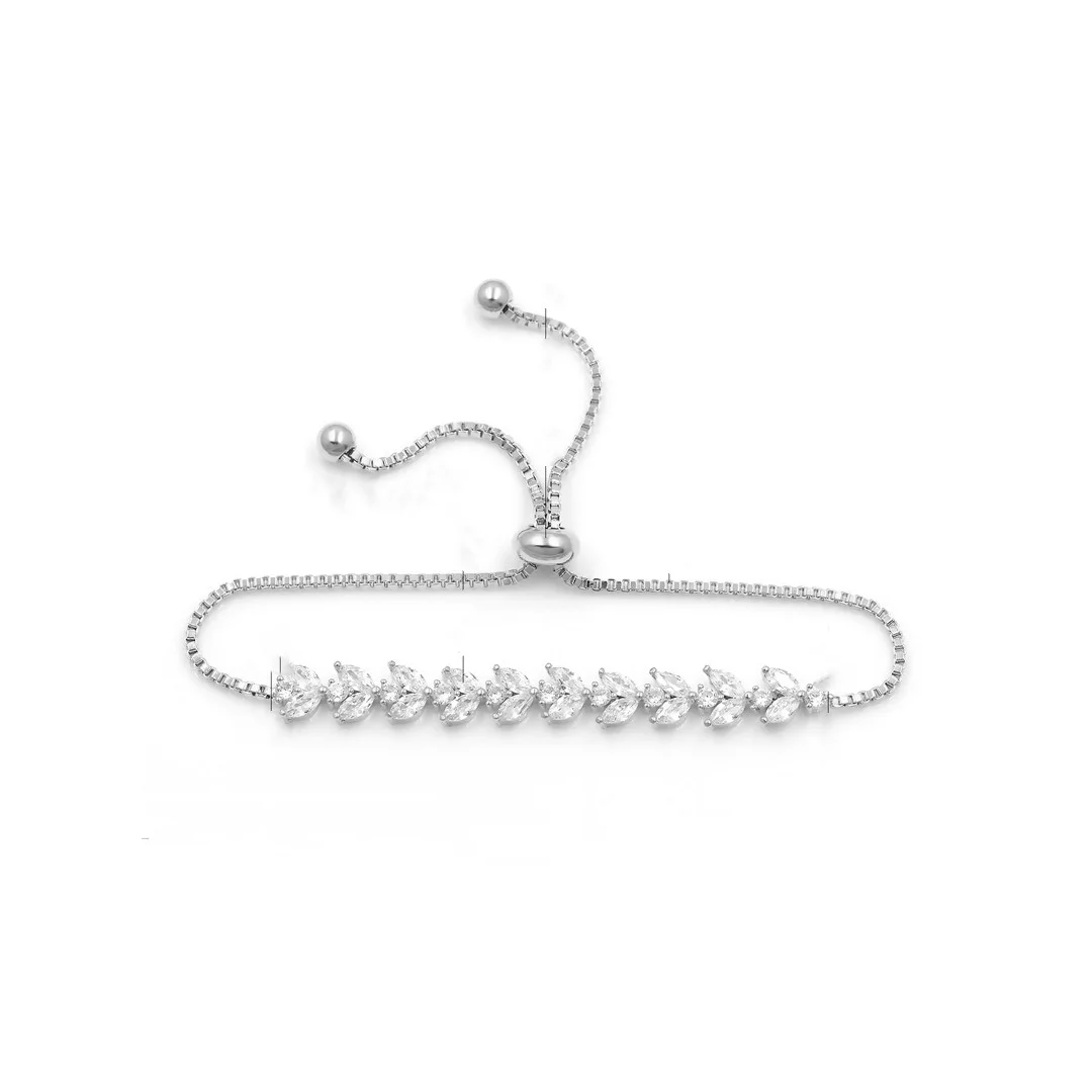 Silver Leaf Crystal Bracelet