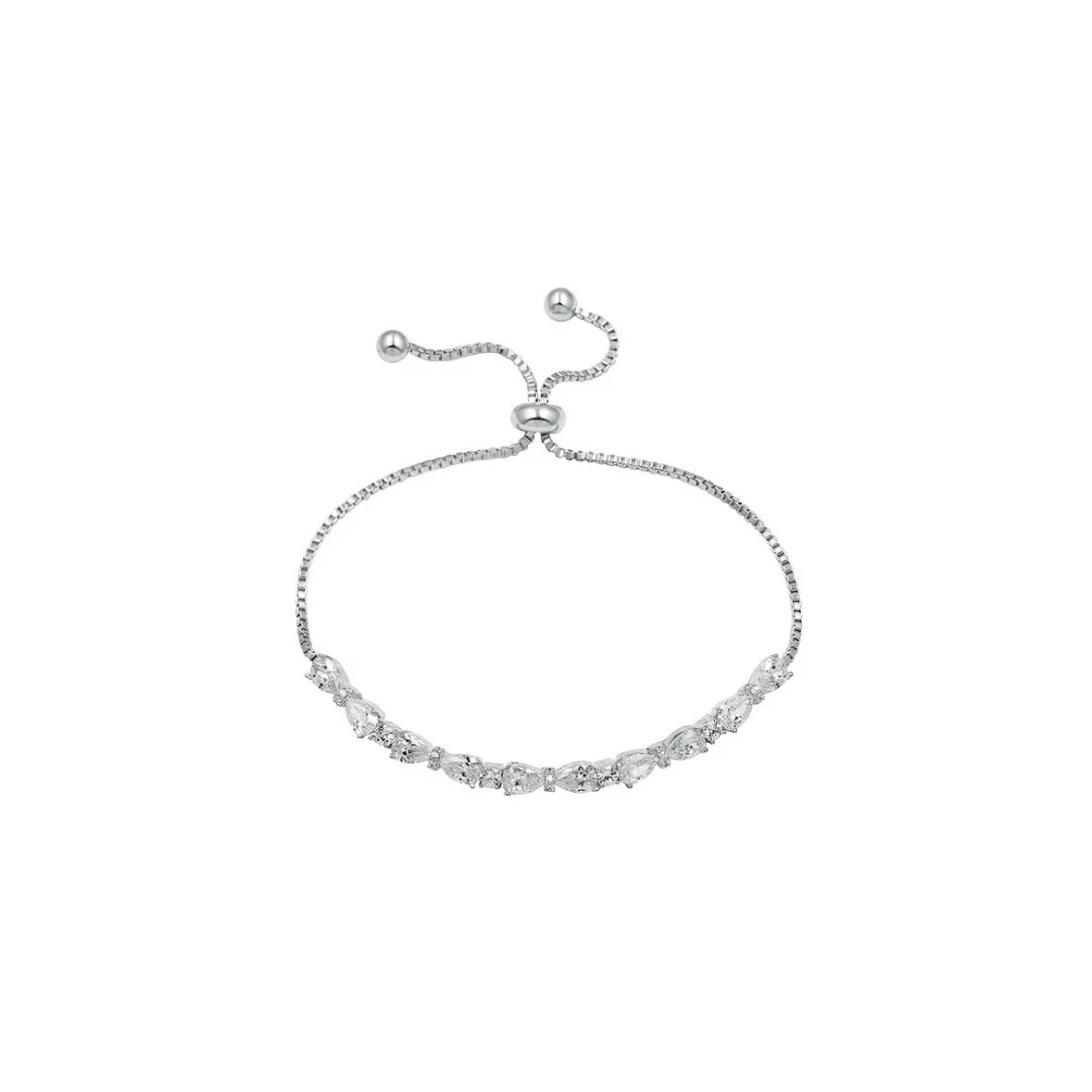 Silver Pear Crystal Bracelet