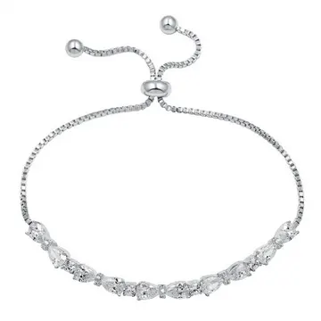 Silver Pear Crystal Bracelet