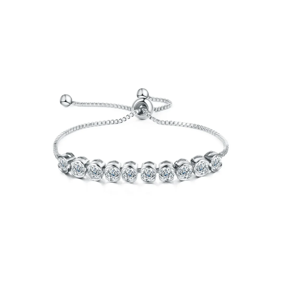 Silver Round Crystal Slider