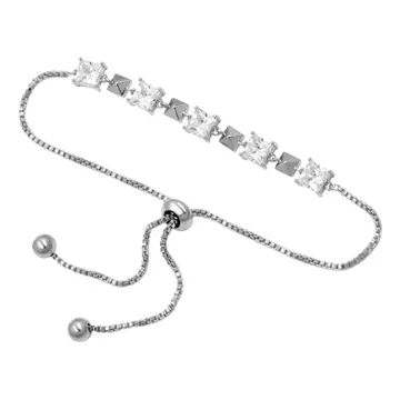 Silver Square Crystal Bracelet
