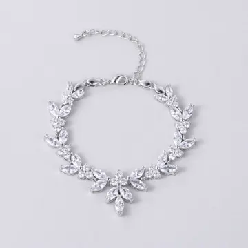 Bridal Leaf Crystal Clasp Bracelet