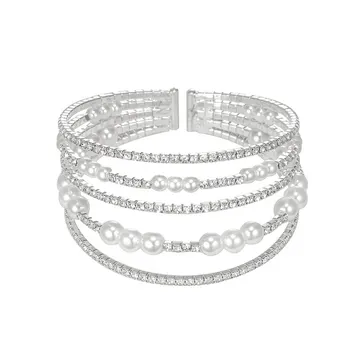 Multi Strand Pearl Crystal Bracelet