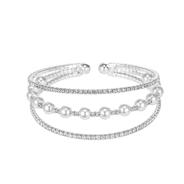 Pearl Crystal Open Cuff