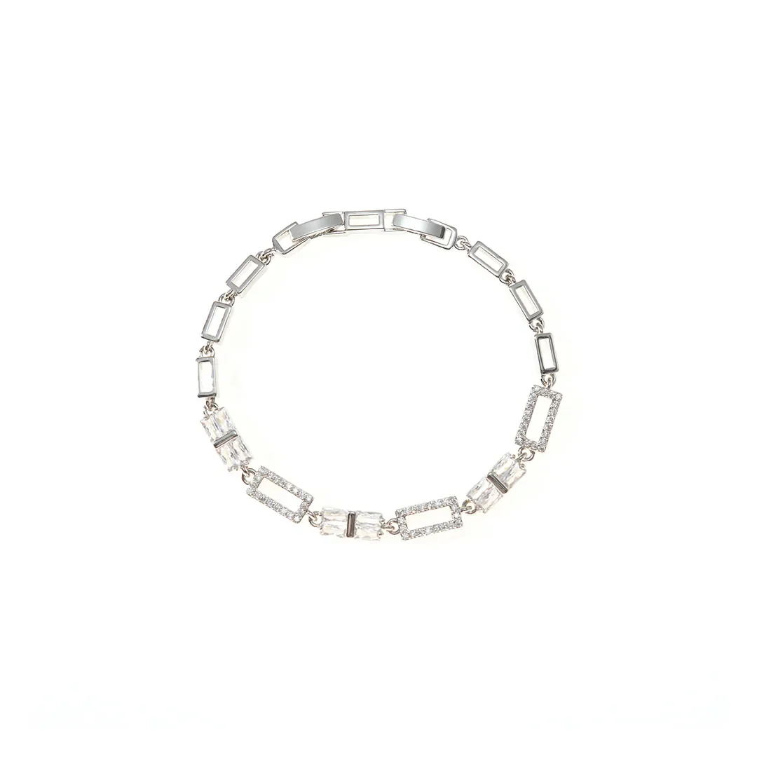 Silver Rectangular Link Bracelet
