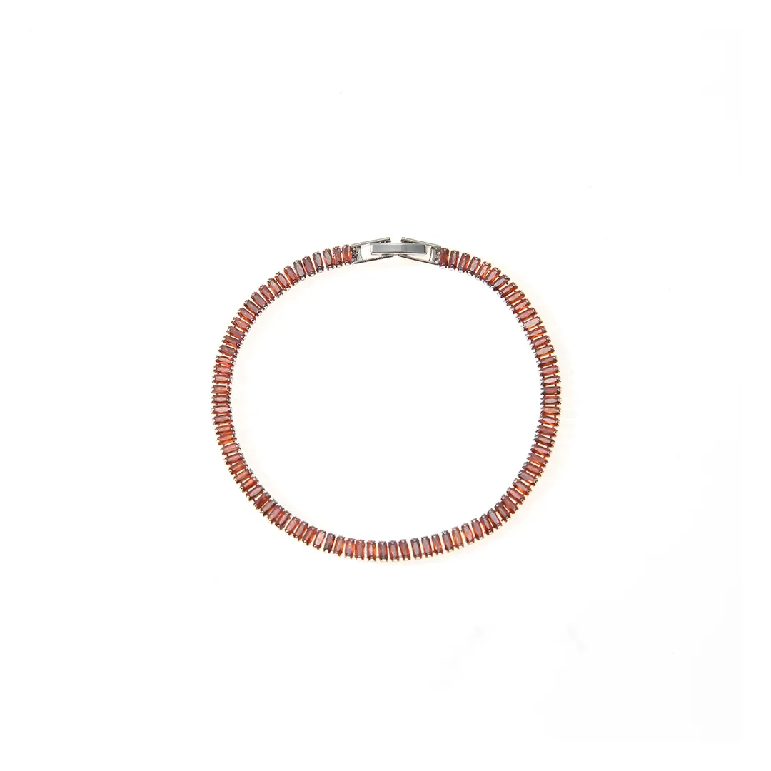 Ruby-color Crystal Line Bracelet