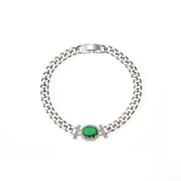 Green Oval Center Link Bracelet