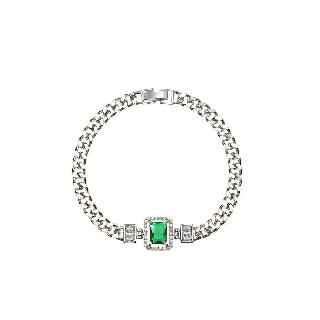 Green Square Center Link Bracelet