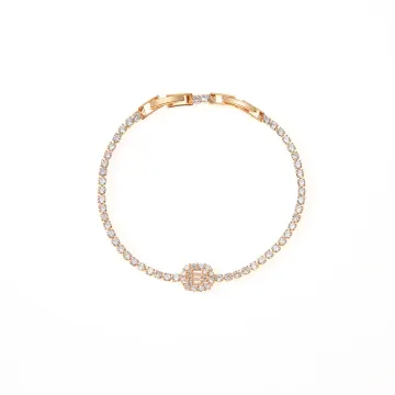 Rose Center Crystal Chain Bracelet