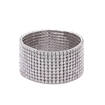 Wide Clear Rhinestone Stretch Bracelet