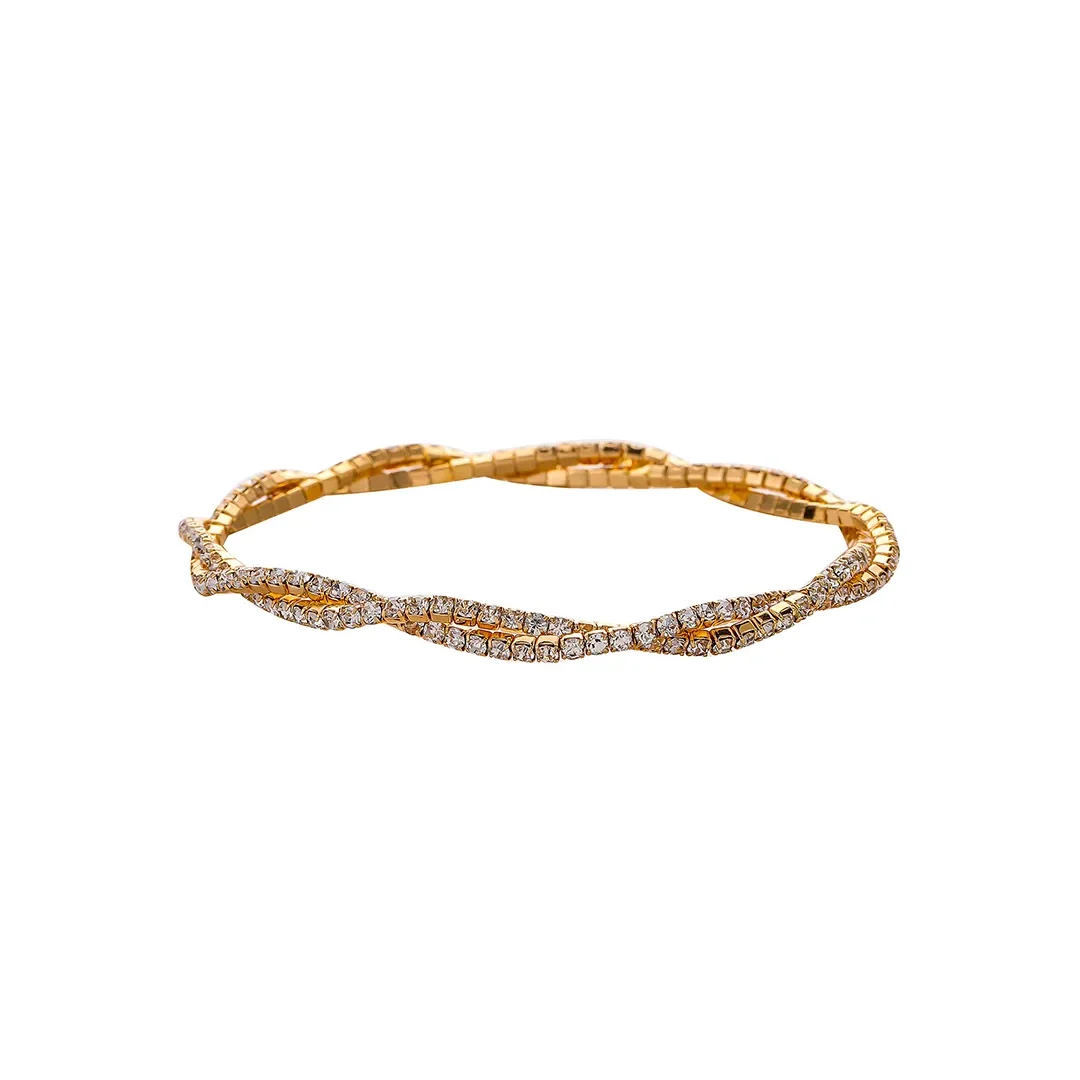 Pulsera elástica retorcida en tono dorado