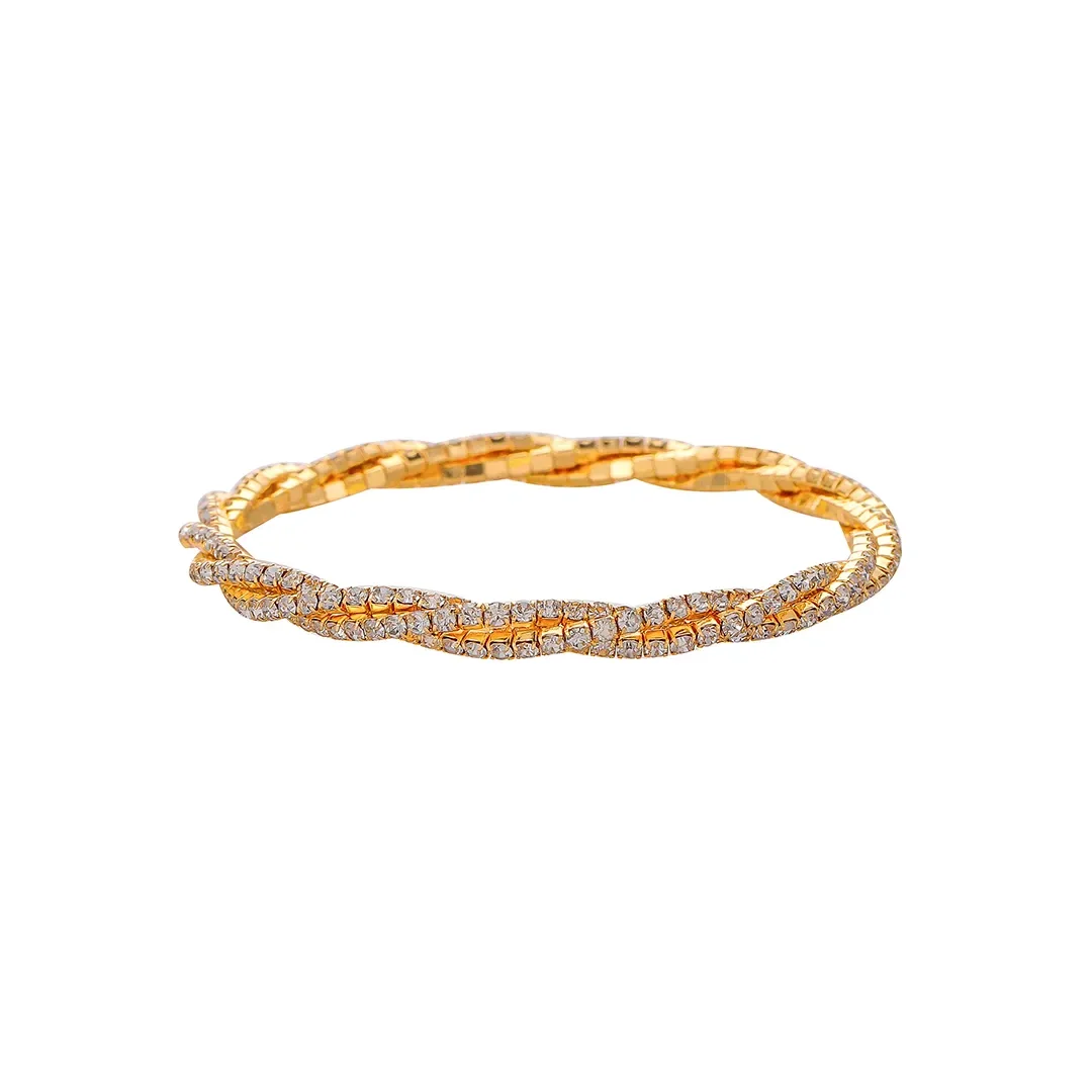 Gold-tone Woven Crystal Bracelet