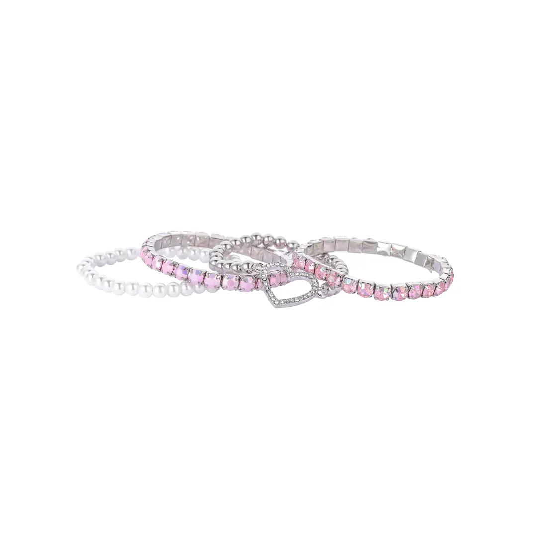 Armbandset mit rosa Kristallen zum Kombinieren