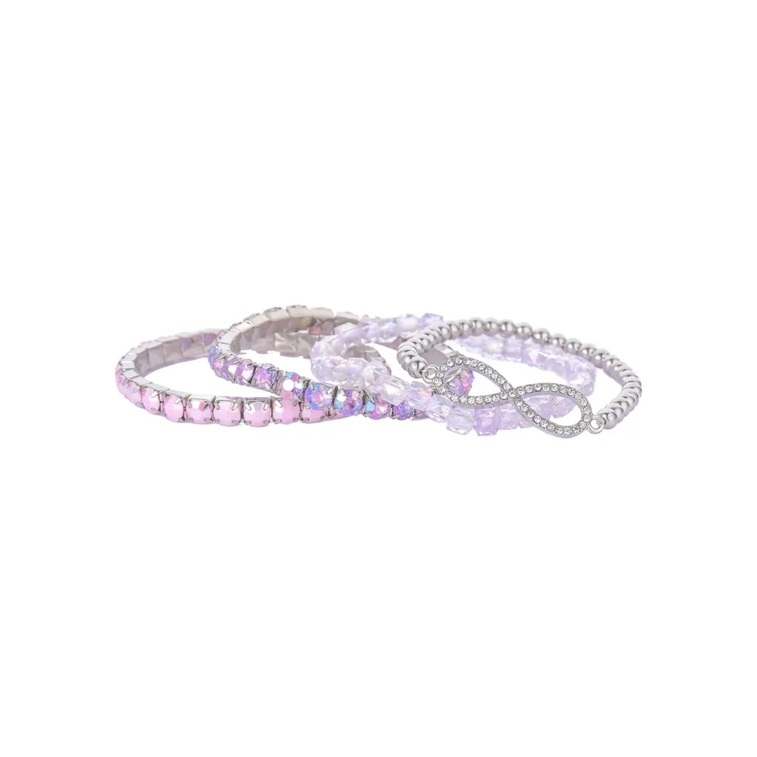 Conjunto de pulseras de cristales color lavanda