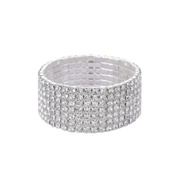 Clear Wide Crystal Stretch Bracelet