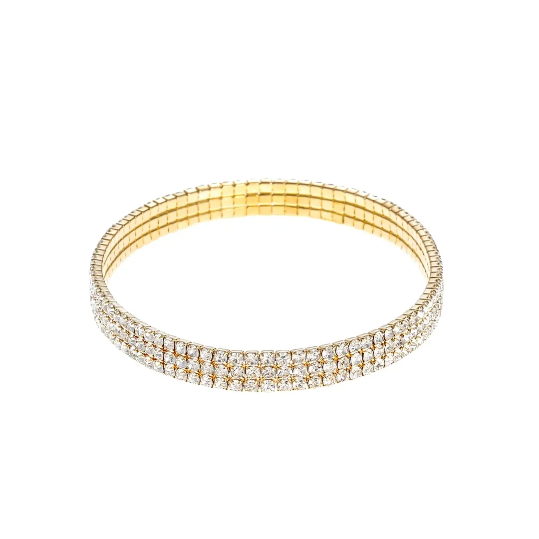 Breites goldfarbenes Stretcharmband mit Kristallen