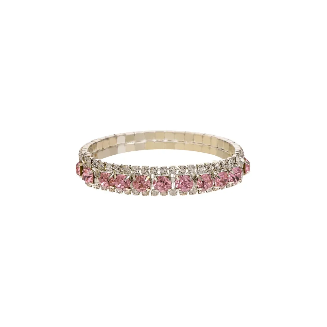 Bracelet extensible à blocs de couleur roses et incolores