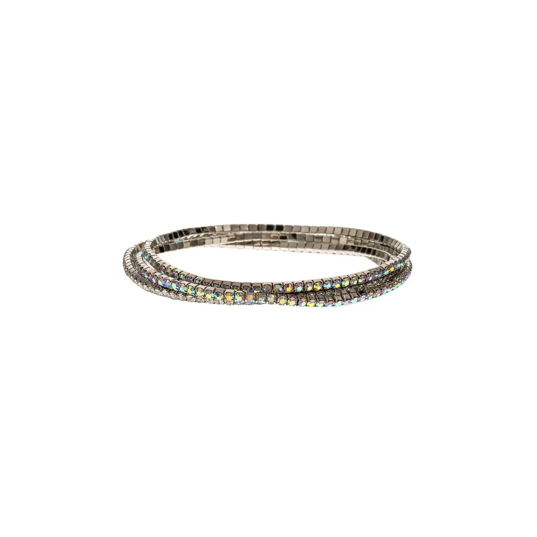 Conjunto de pulseras elásticas en tono metálico oscuro