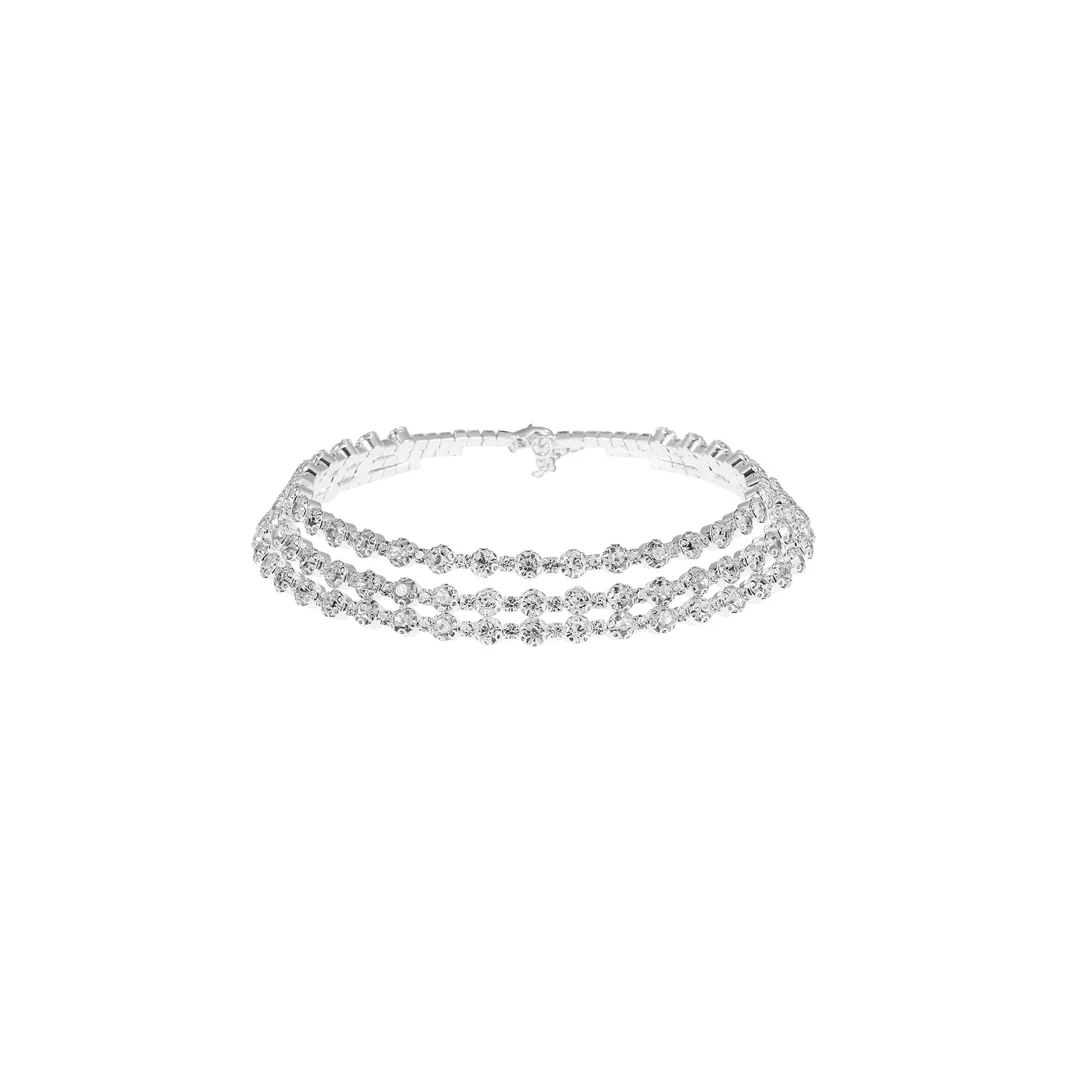 Dreier-Set feiner Armbänder mit klaren Kristallen