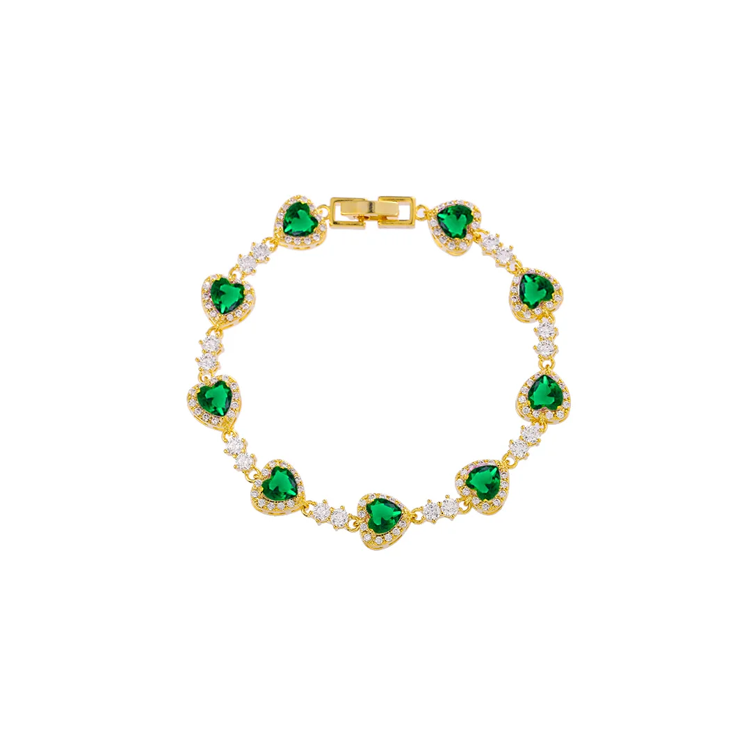 Green Heart Crystal Tennis Bracelet
