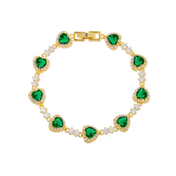 Green Heart Crystal Tennis Bracelet